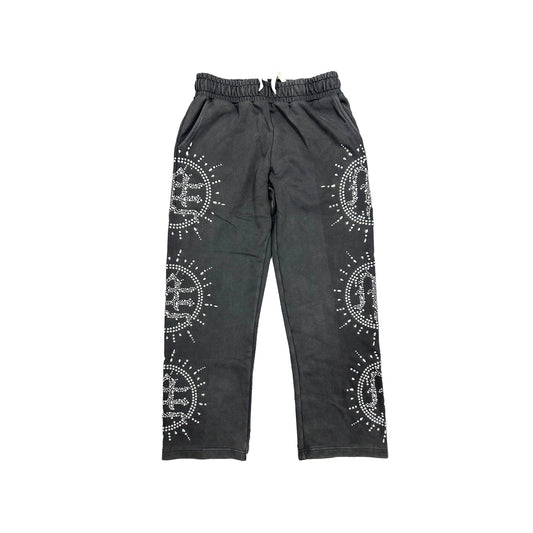 ‘Eclipse’ Grey Acid Wash Rhinestone Sweats