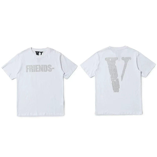 Vlone All-Over Text Grid "FRIENDS-" Graphic T-Shirt - White